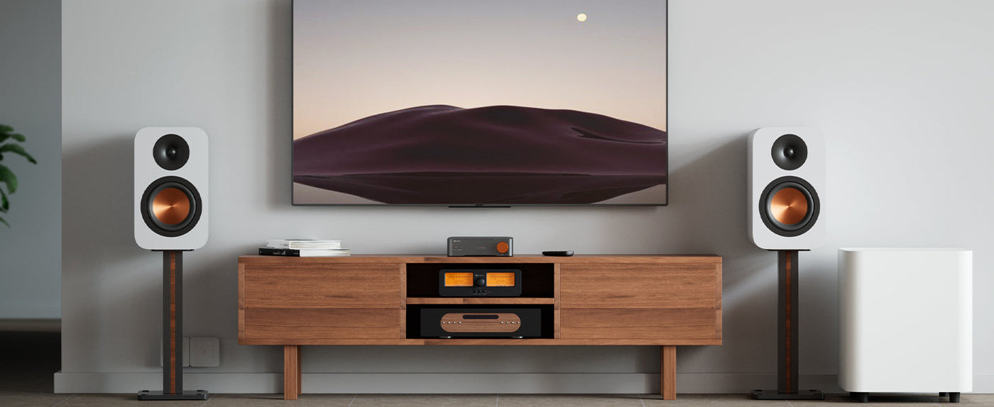 Fosi Audio S3 podłączony do telewizora i subwoofera przez HDMI eARC